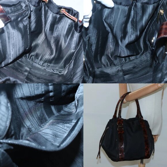 Salvatore Ferragamo Shoulder Bag Nylon Black Gold Auth 118189 - Picture 14 of 14